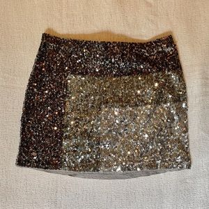 express sequin colorblock grey skirt